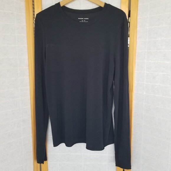 Paper Label Tops - Paper Label Lisa Top Black Wool Blend Base Layer Long Sleeve Tee Size XL